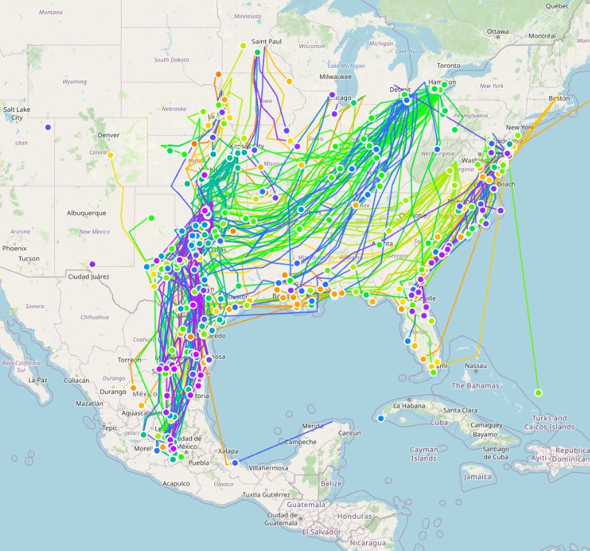 Monarch tracks from 2025 season. Credit CTT